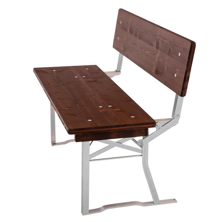 Bierbank kleur walnoot met rugleuning