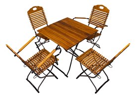 Biertuin voor vier personen.