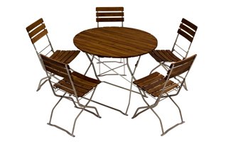 Bier tuinmeubelen met ronde tafel en stoelen