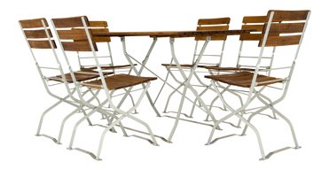 Biertuintafel 120 X 75 met biertuinstoelen zonder armleuningen