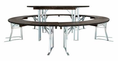 Ronde biertafel set met vijf bierbanken