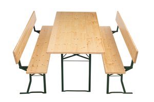 Vooraanzicht 80s biertent set met rugleuning