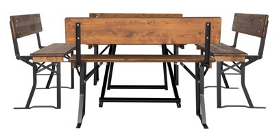 Biertent set vierkant hout kleur walnoot