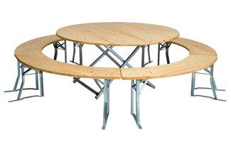 Ronde biertent vijf banken in volledige cirkel