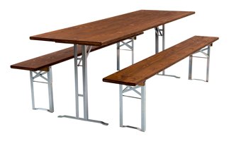 Zijaanzicht biertentensets gemaakt van Douglas spar