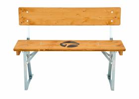 Marquee bank met rugleuning en reclame