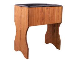 Verhoogd bed met mortel emmer.