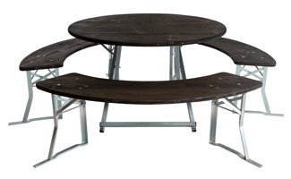 Ronde biertafel set met 3 banken