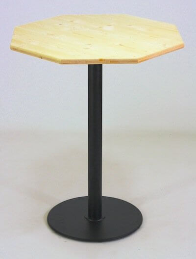 No.58 bartafel met achthoekig blank gelakt naturel houten blad