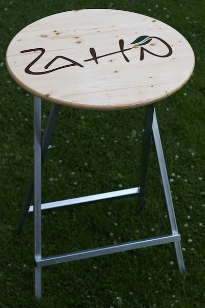 Stickers erin geschilderd.