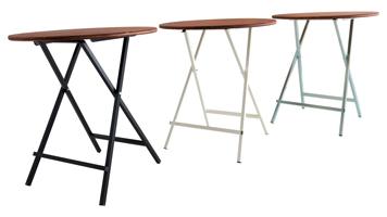 Hoge tafels, verschillende onderstellen, mahonie